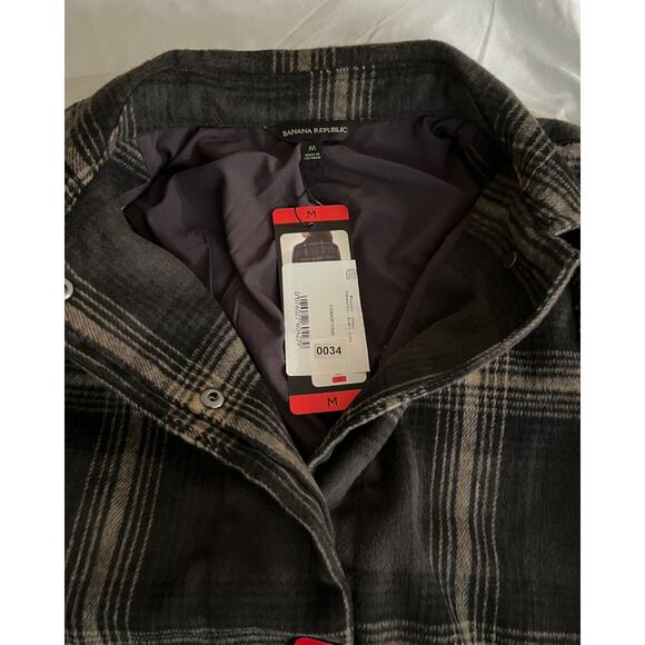 BANANA REPUBLIC Plaid Short Jacket / Shacket - GRAY (Size M) - NWT - Picture 2 of 5